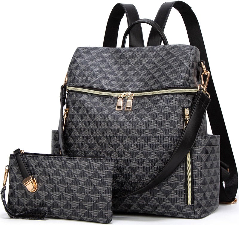Makes Backpack Purse for Women PU Leather Travel Satchel Handbag Convertible Design Bag with Purse 2 Piece - Image 1